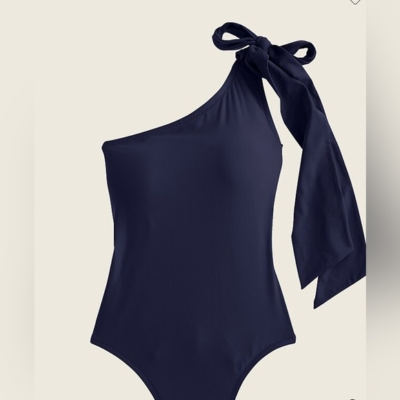 J. Crew Re-Imagined Blue Bow-Tie One-Shoulder One-Piece Swimsuit Size 18 - Picture 1 of 4